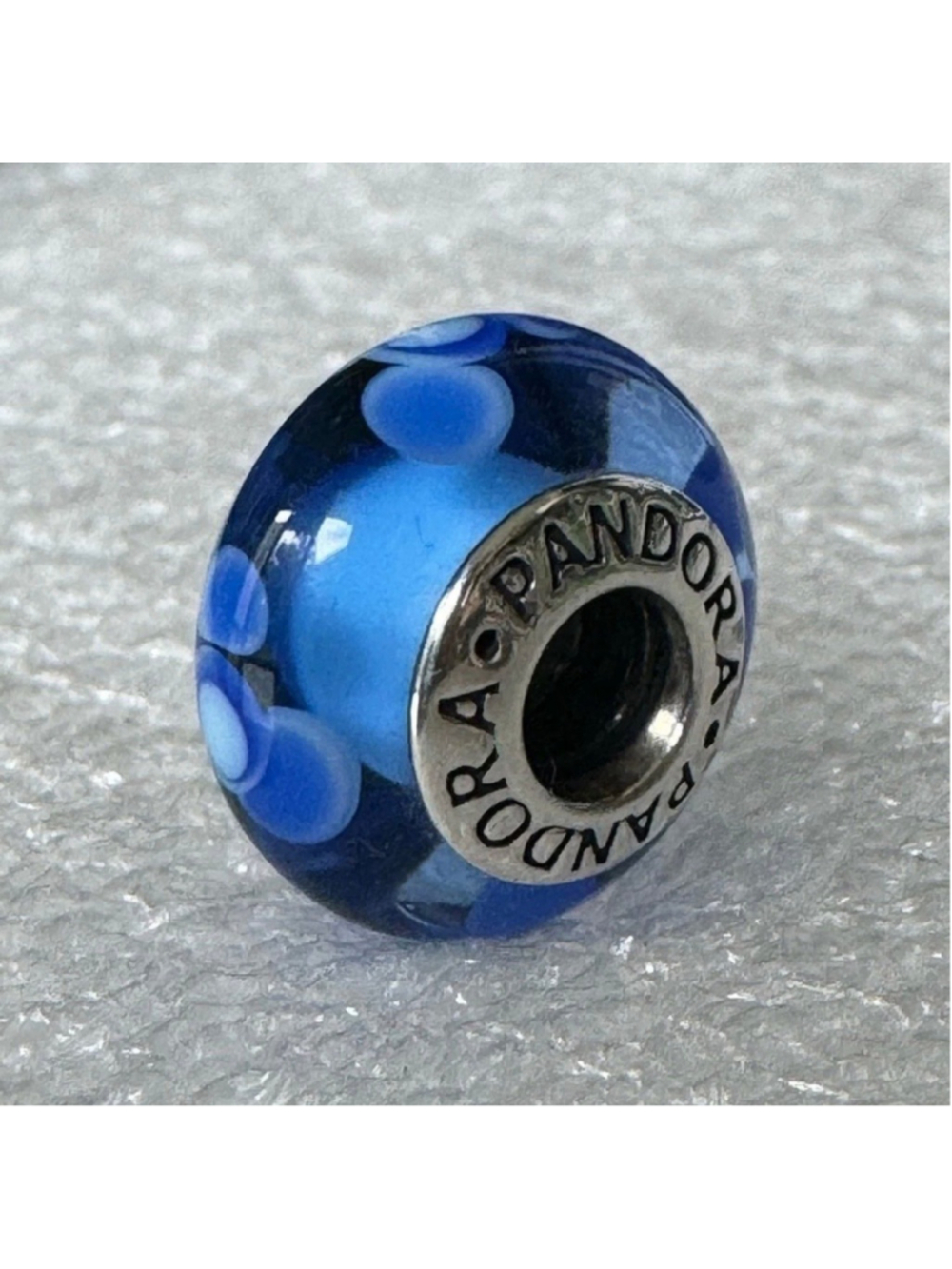 Pandora Murano Glass Blue Flowers Retired Sterling Bead Charm 790644